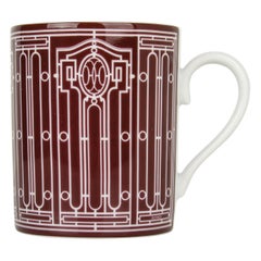 Hermes H Deco Mugs Rouge with White Set of Two