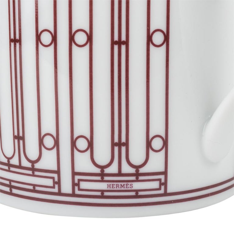Hermes H Deco Mugs White with Rouge Set of Two For Sale at 1stDibs