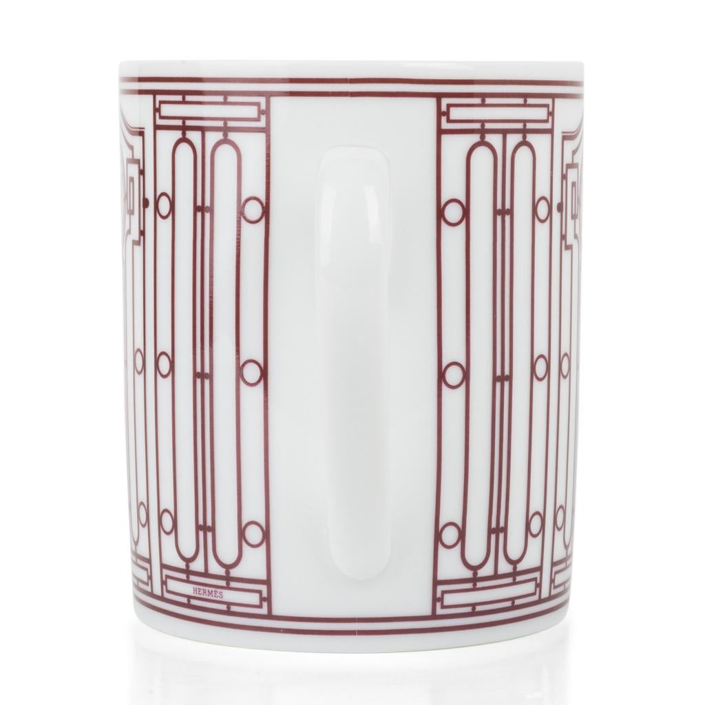 Hermes H Deco Mugs White with Rouge Set of Two For Sale 2