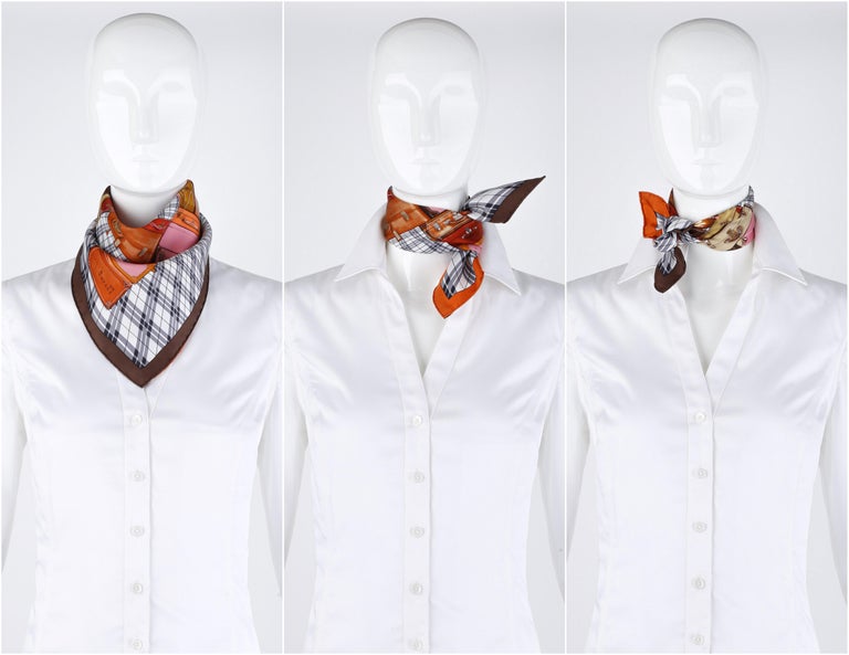 Hermès Hermes White H en Bias Silk Scarf Multiple colors Cloth ref