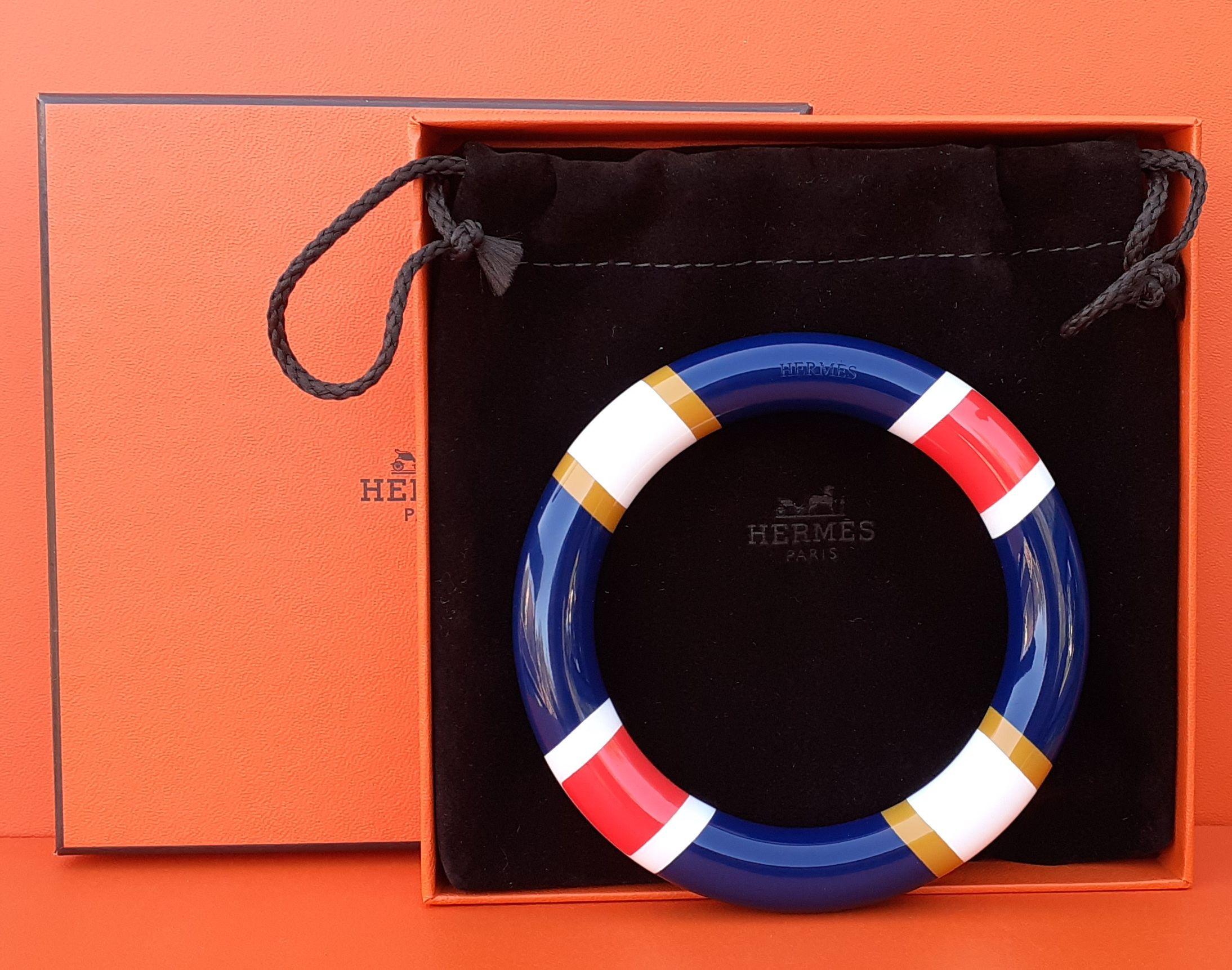 Hermès H Equipe Bracelet Horn and Wood in US Flag colors GM Size  2