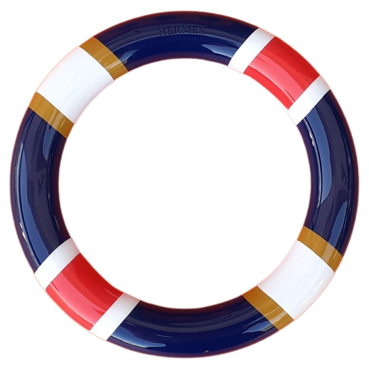 Hermès H Equipe Bracelet Horn and Wood in US Flag colors GM Size 