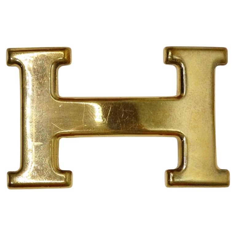 Hermes 'H' Gold Belt Buckle For Sale at 1stDibs