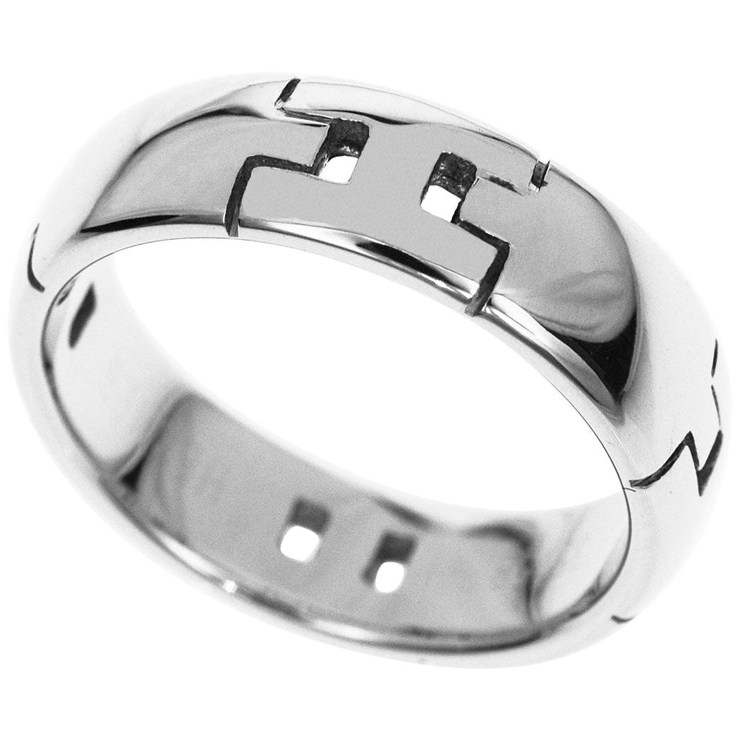 Hermes H Logo 18 Karat White Gold Hercules Ring