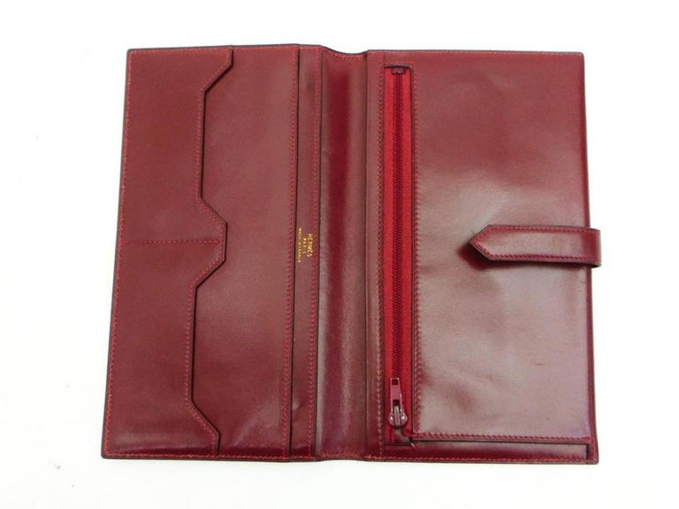 Hermès H Logo Bearn Bifold Long Wallet 227231 Bordeaux Box Calf Leather ...