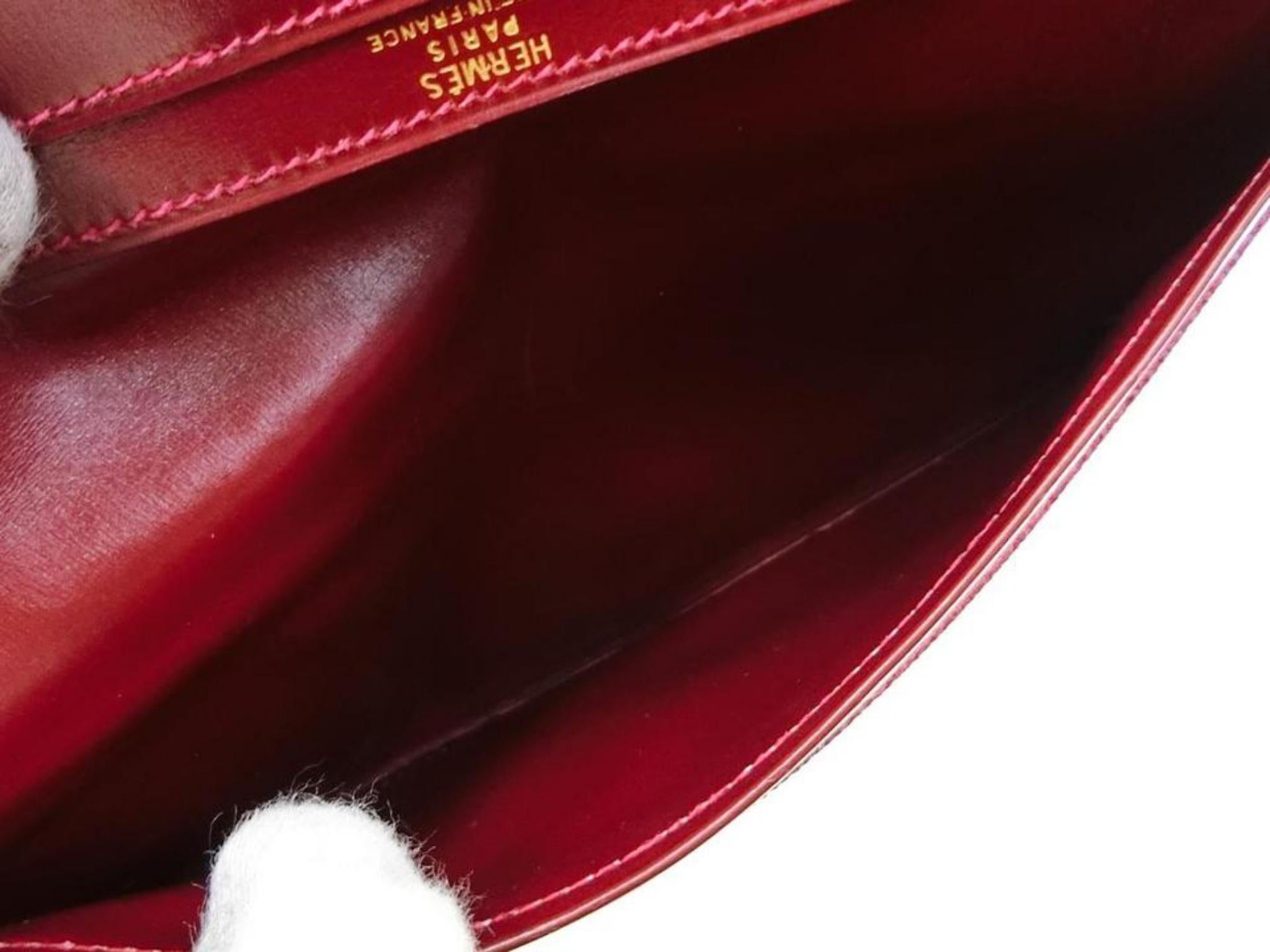 Women's Hermès H Logo Bearn Bifold Long Wallet 227231 Bordeaux Box Calf Leather Clutch For Sale