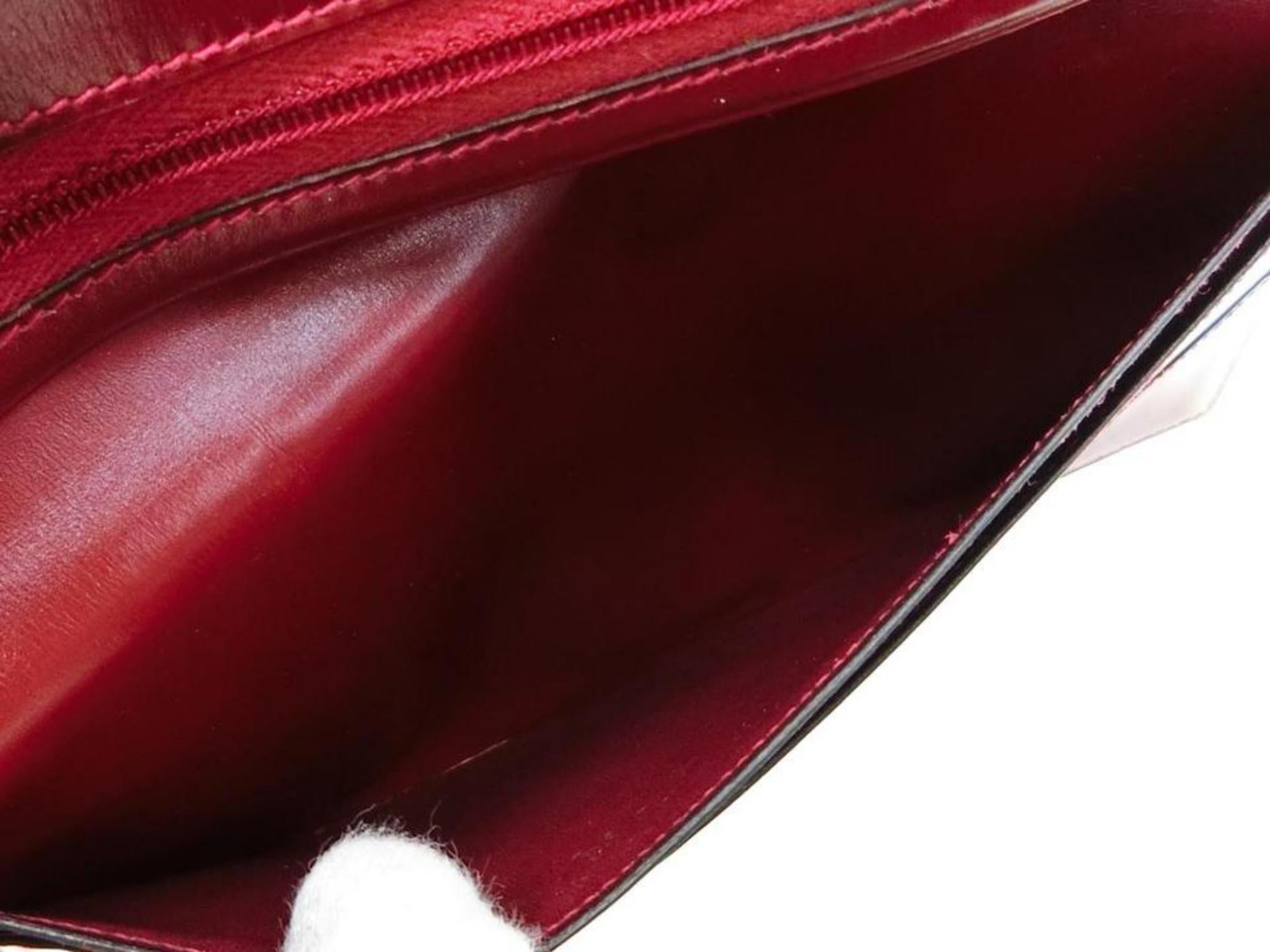 Hermès H Logo Bearn Bifold Long Wallet 227231 Bordeaux Box Calf Leather Clutch For Sale 1
