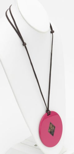 Hermès H logo Buffalo Necklace Pink