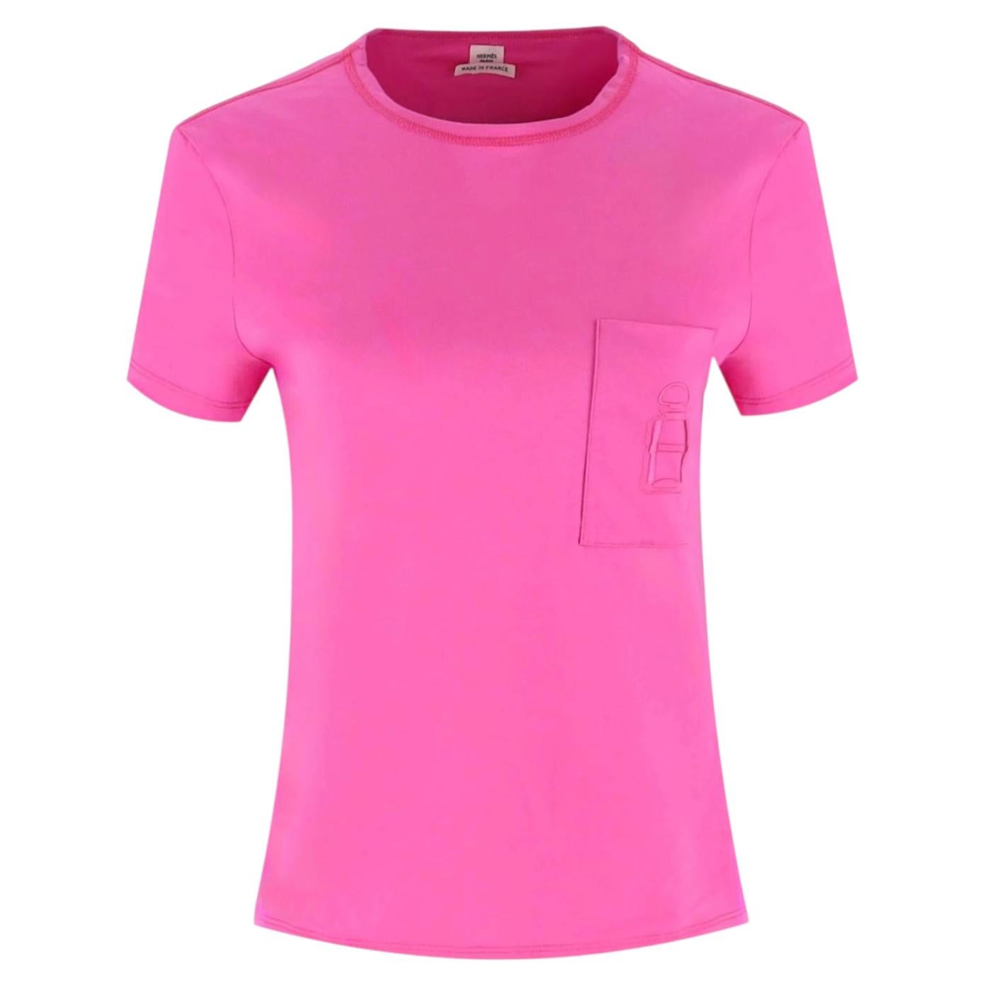 Hermes 'H' Logo Embroidered Pocket Cotton T-Shirt For Sale
