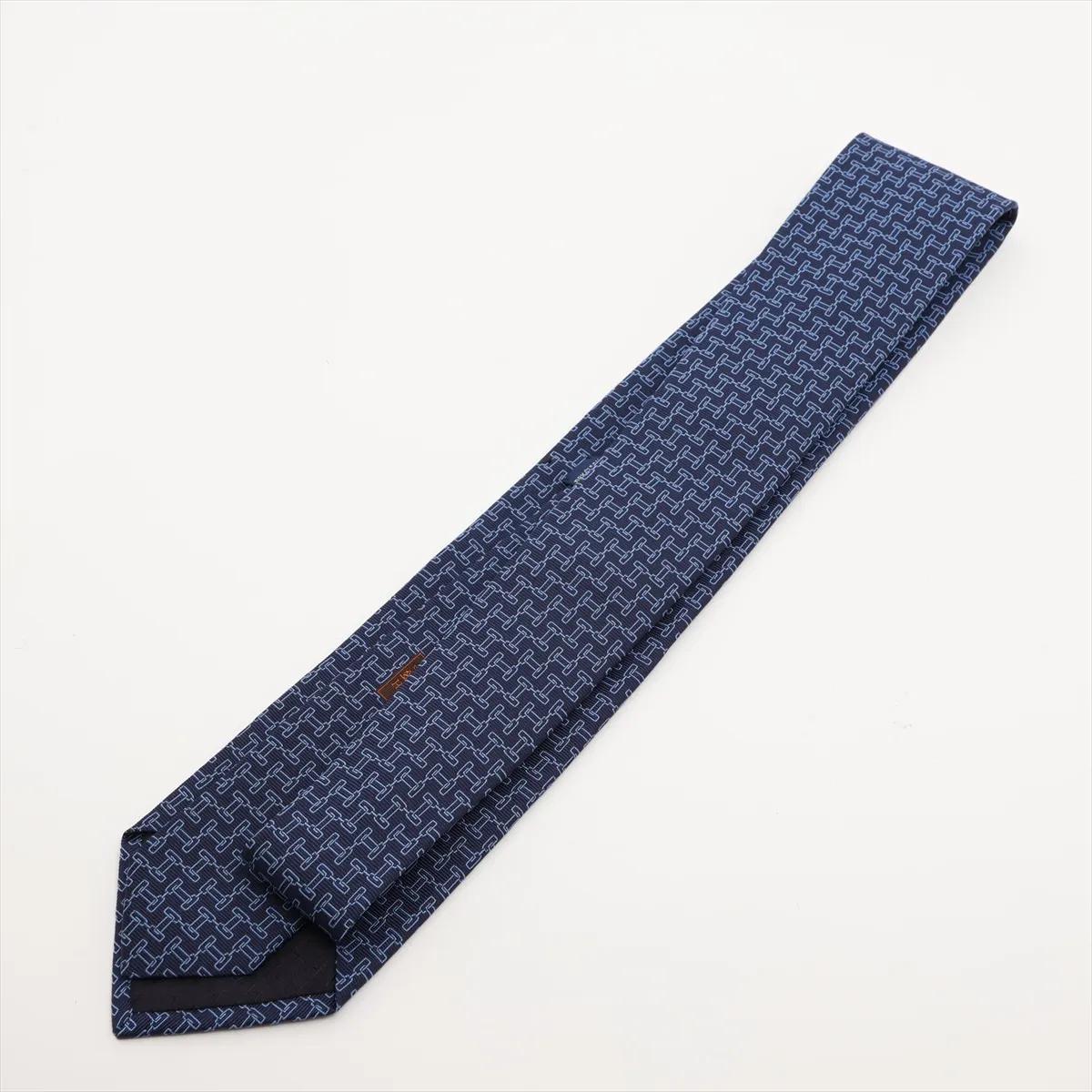 Corbata Hermès Logo H Azul Marino en Bueno estado para la venta en Indianapolis, IN