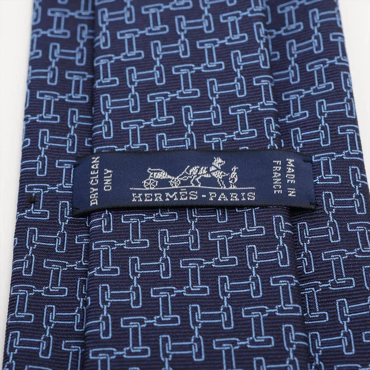 De los hombres Corbata Hermès Logo H Azul Marino en venta