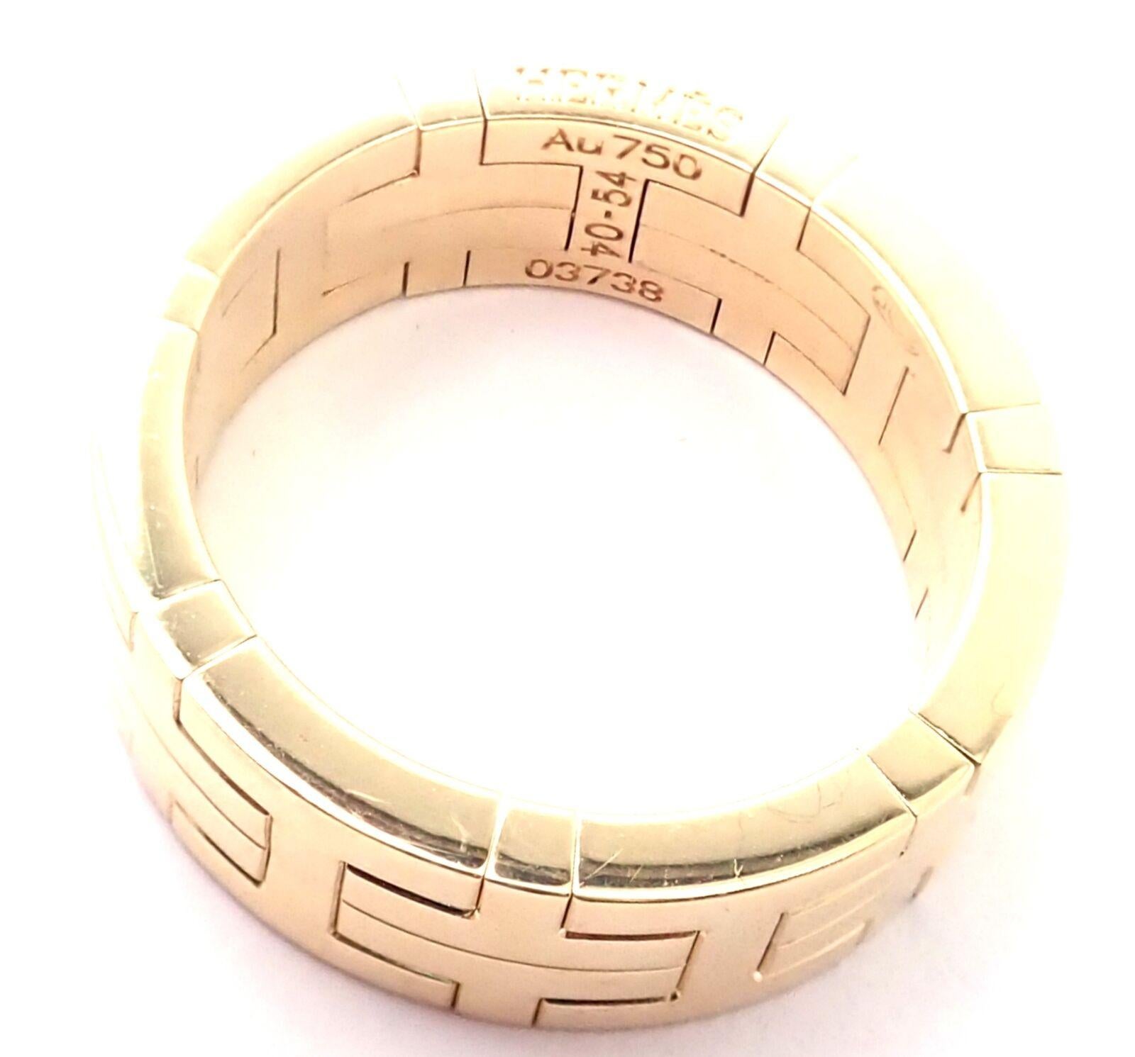 Hermes H Motif Wide Yellow Gold Band Ring 3