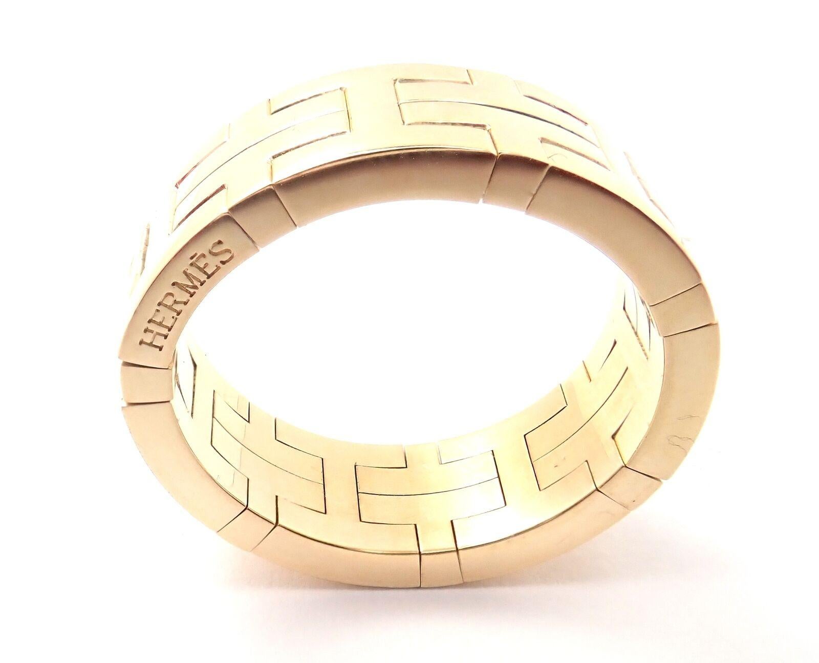 Hermes H-Motiv breiter Gelbgoldbandring im Zustand „Hervorragend“ in Southampton, PA