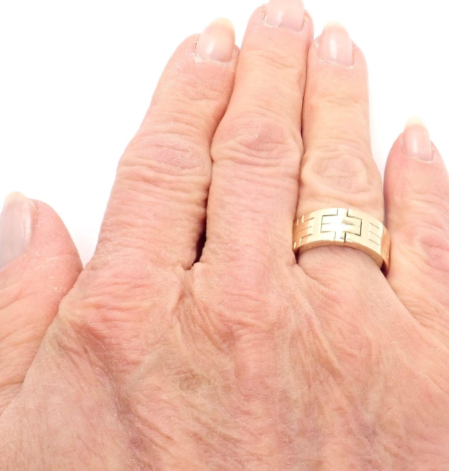 Hermes H-Motiv breiter Gelbgoldbandring für Damen oder Herren