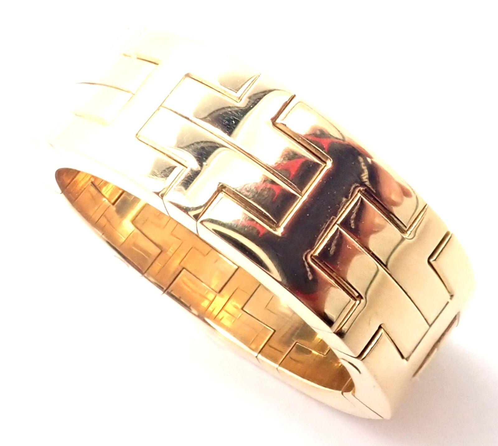 Women's or Men's Hermes H Motif Wide Yellow Gold Band Ring