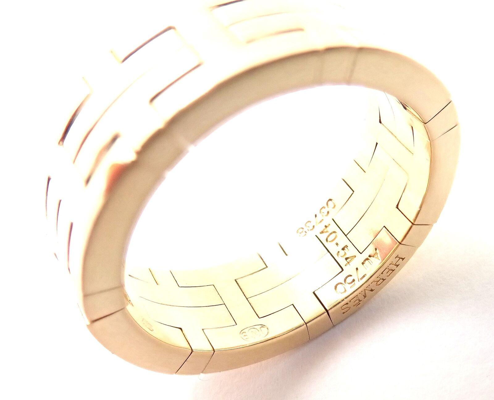 Hermes H Motif Wide Yellow Gold Band Ring 1