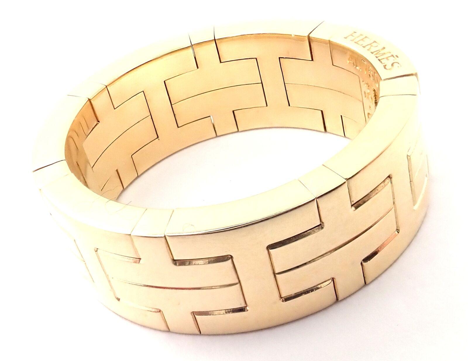 Hermes H Motif Wide Yellow Gold Band Ring 2