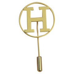 Hermès H Pin Brooch in Golden Metal