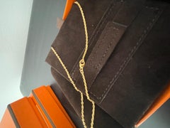 Hermes H Pop Necklace Blue Enamel Gold Pendant Necklace New