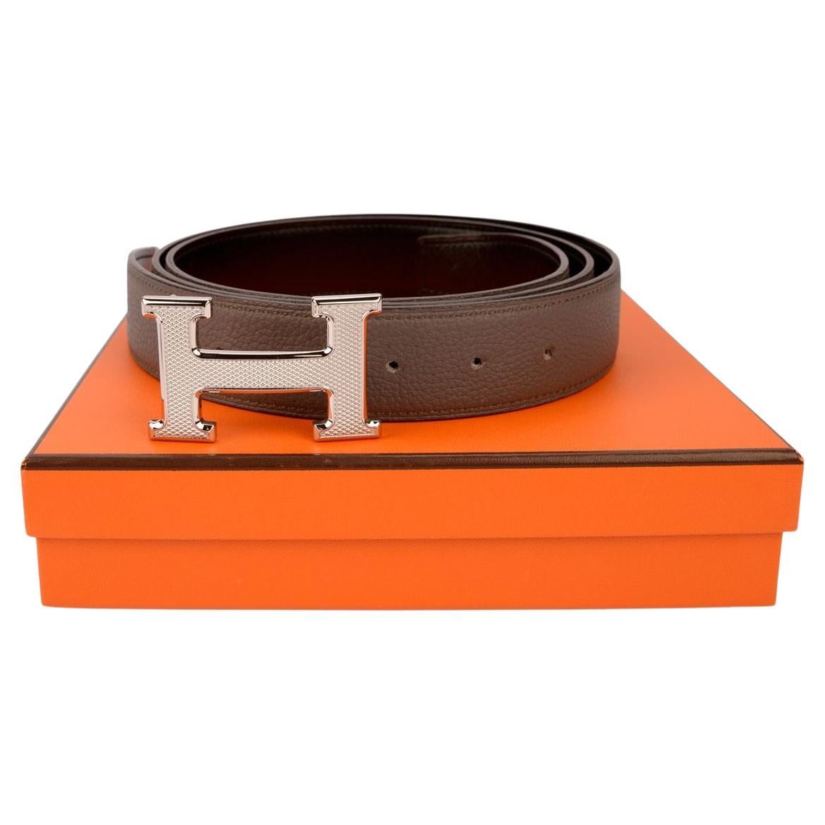 Hermès "H" Reversible Etoupe Gürtel NIB