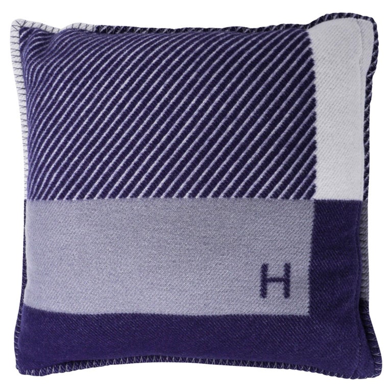Coussin Hermès H Riviera Jaune, Laine Cachemire, Beige Sable 50cm