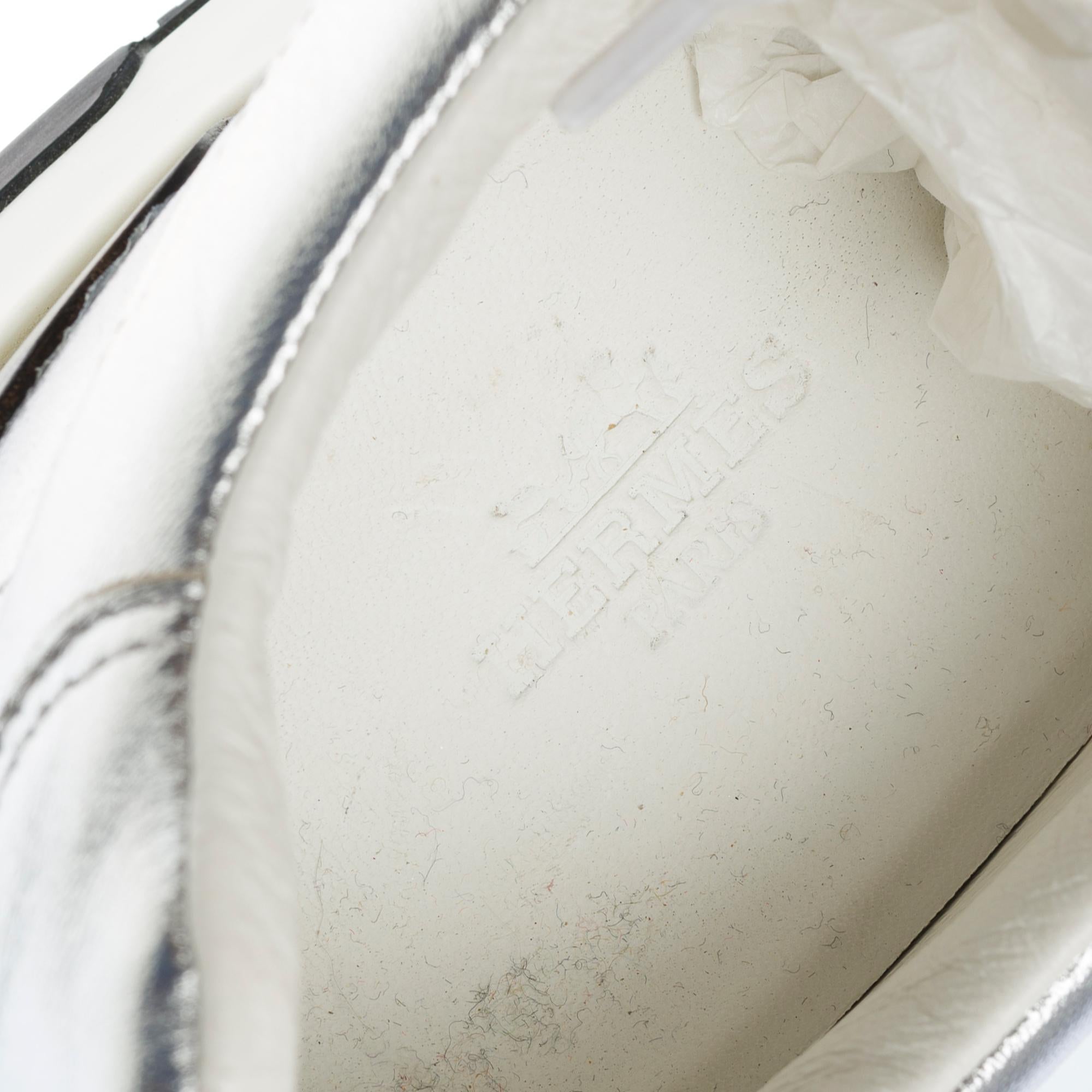 Hermès H Sneakers in silver leather For Sale 7