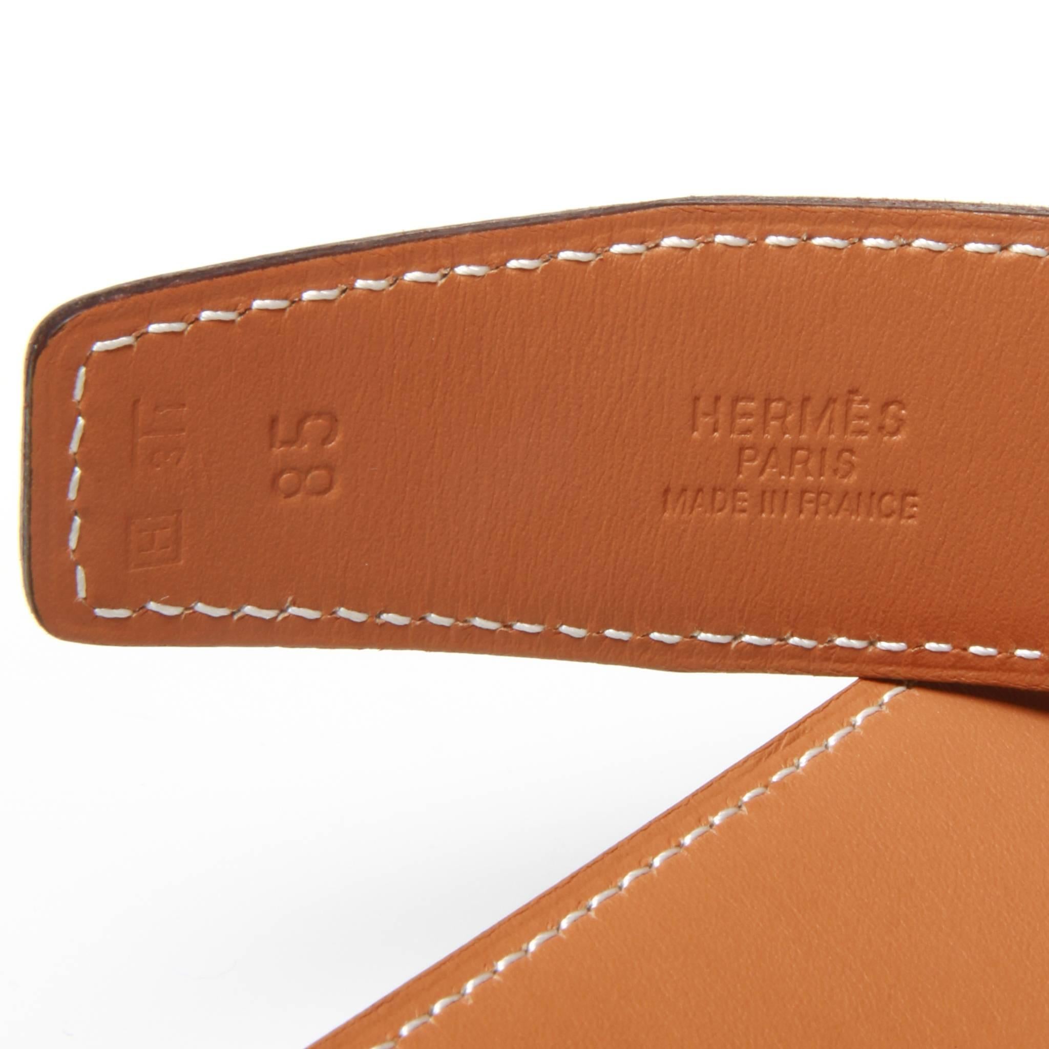 Women's or Men's 	Hermes H stamp wight leather belt with silver hardware