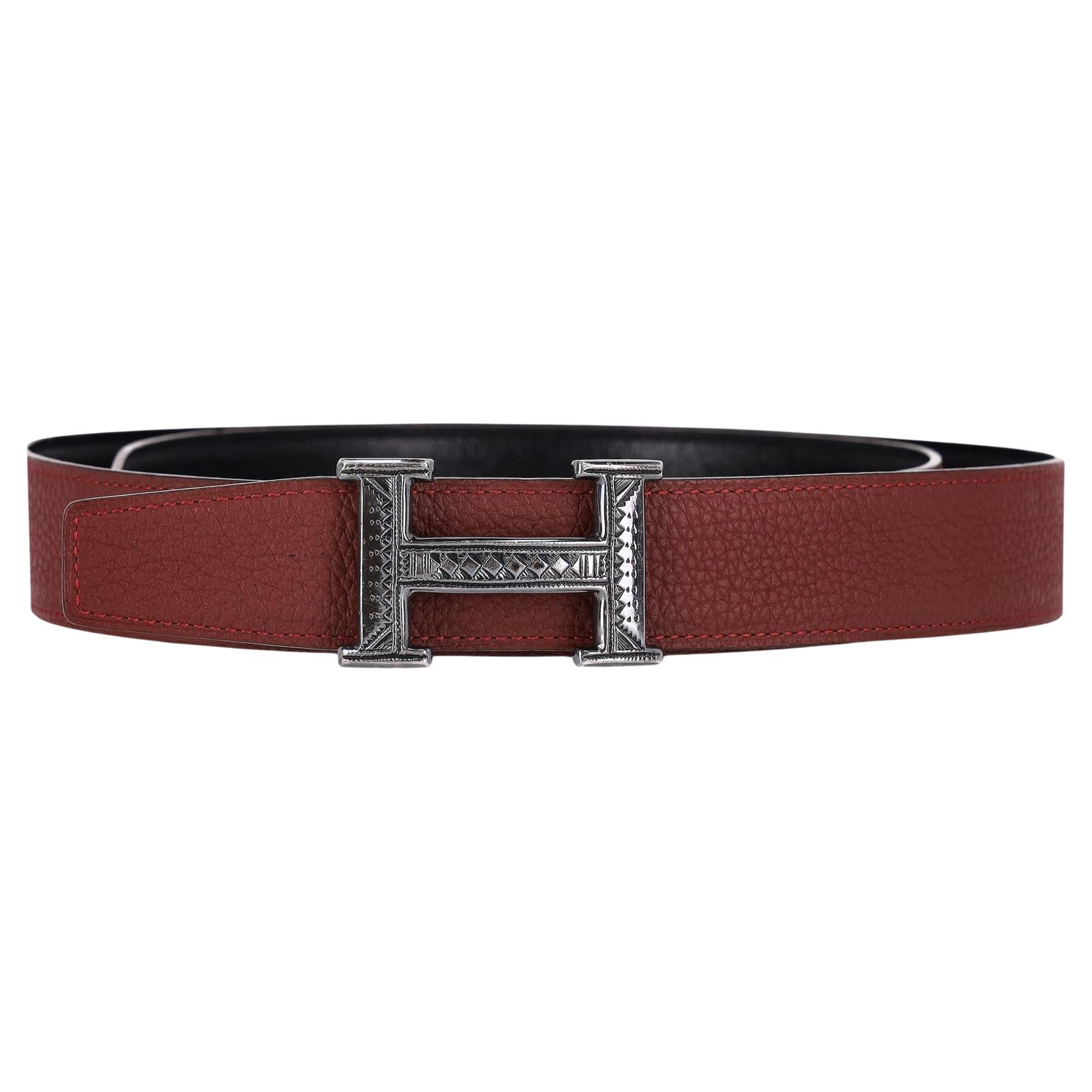 Hermes 'H' Touareg Ceinture en cuir avec boucle en argent 925