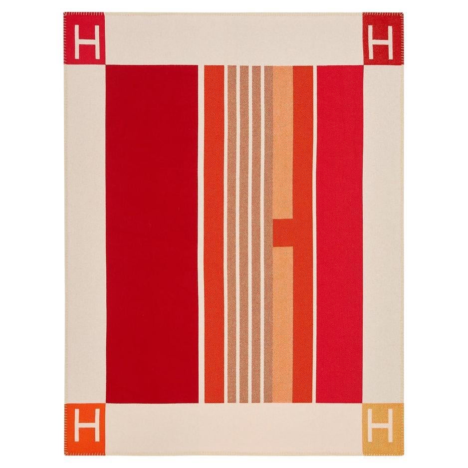 Hermes H Vibration Blanket Terre Cuite Limited Edition For Sale