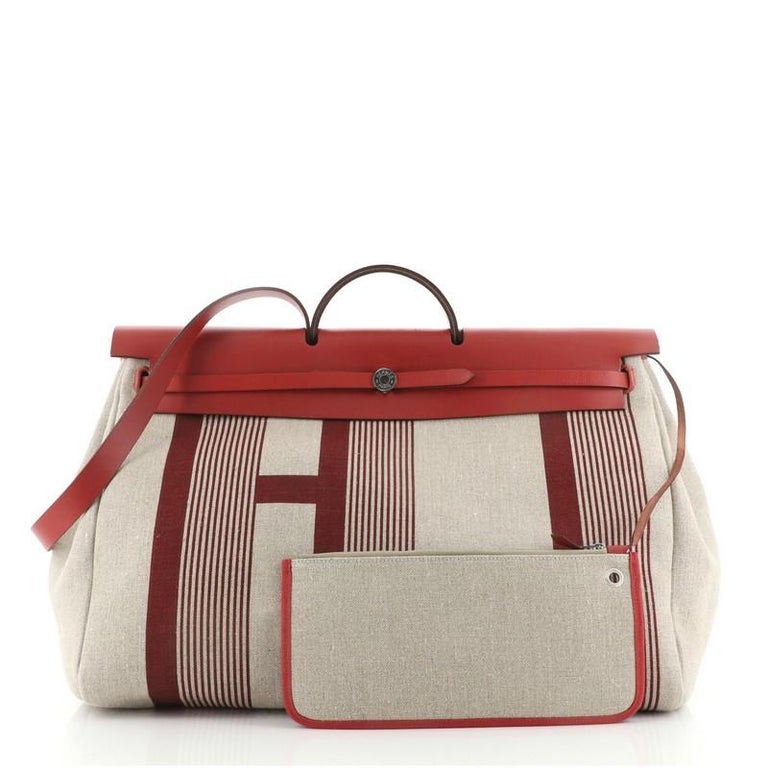 Hermes Herbag Cabine Toile and Leather at 1stDibs