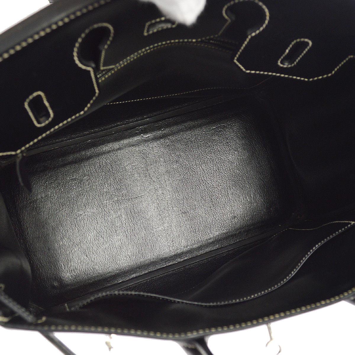 Hermes HAC 32 Black Leather Palladium Travel Top Handle Satchel Tote Bag 2