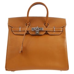 HERMES HAC 32 Epsom Tan Brown Cognac Gold Men's Women's Top Handle Tote Bag