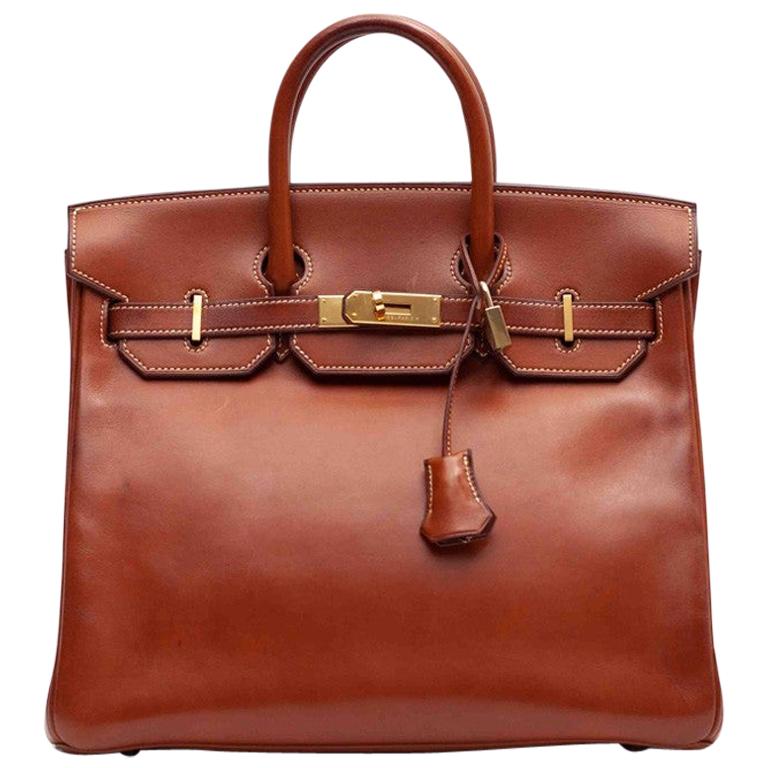 HERMES HAC 32 Handbag in Gold Barénia Leather 