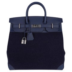Hermes HAC 40 Birkin Tasche Bleu Nuit Feutre / Bleu de Malte Evercolor Leder