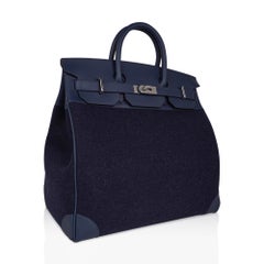 Hermes HAC 40 Birkin Men's Bag Bleu Nuit Todoo Feutre / Bleu de Malte Palladium