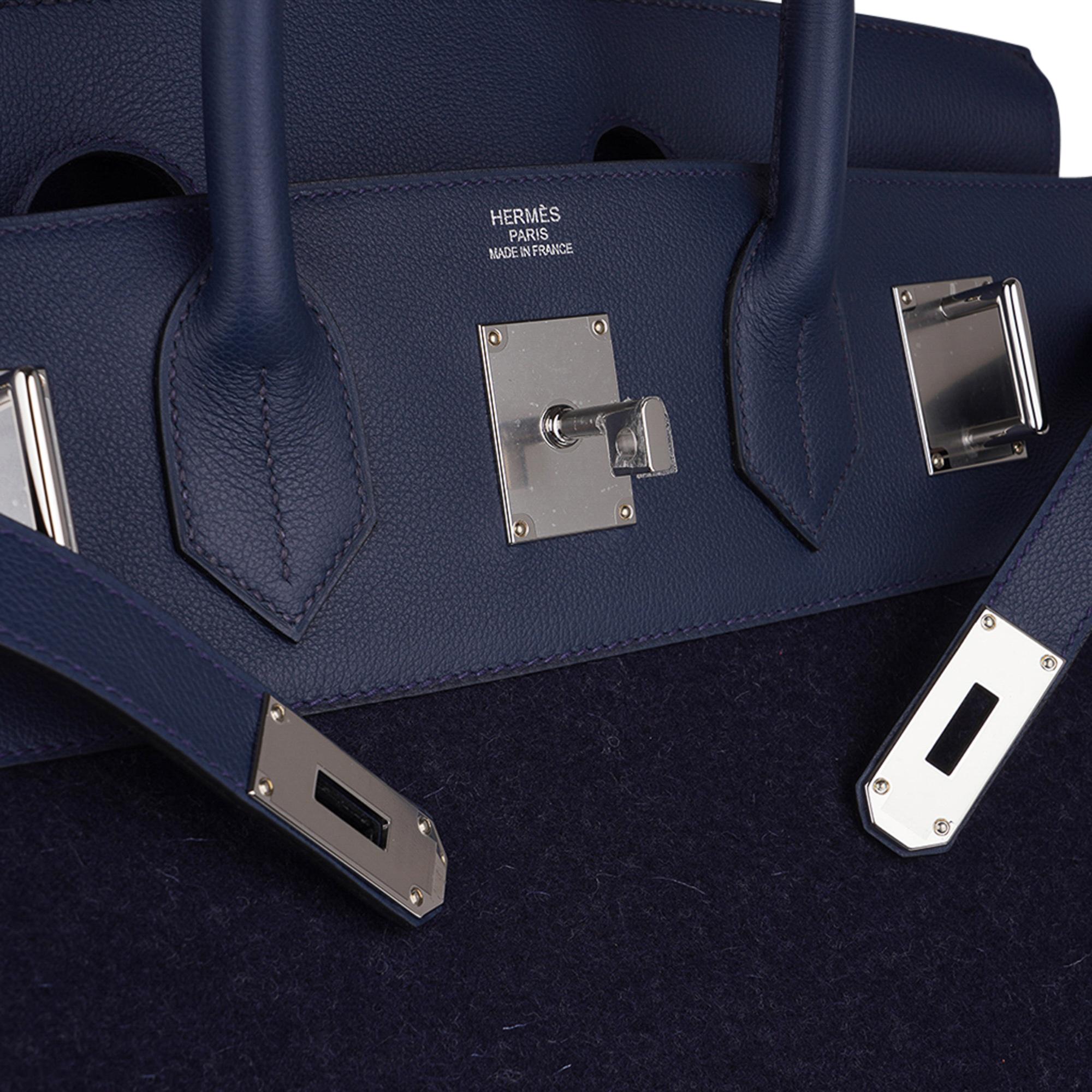 Hermès - Sac Birkin HAC 40 pour homme Bleu Nuit Todoo Feutre / Bleu de Malte Palladium  Unisexe en vente