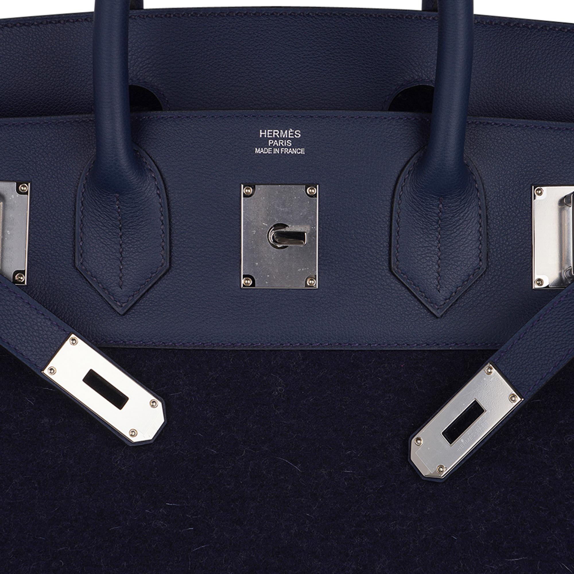 Hermès HAC 40 Birkin Herrentasche Bleu Nuit Todoo Feutre / Bleu de Malte Palladium  für Damen oder Herren im Angebot