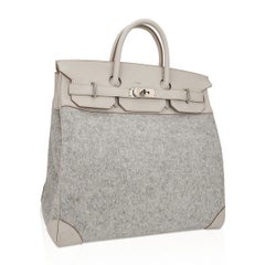 Hermes HAC 40 Craie and Gris Clair Feutre Birkin Bag Palladium Hardware