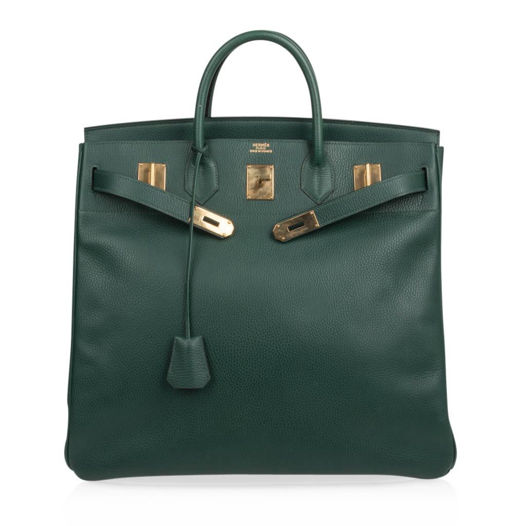 Women's or Men's Hermes Hac 45 Vert Clair Brass Hardware Ardennes Leather