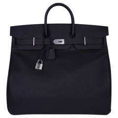 Hermes HAC 50 Birkin Men's Bag Black Palladium Hardware Togo Leather