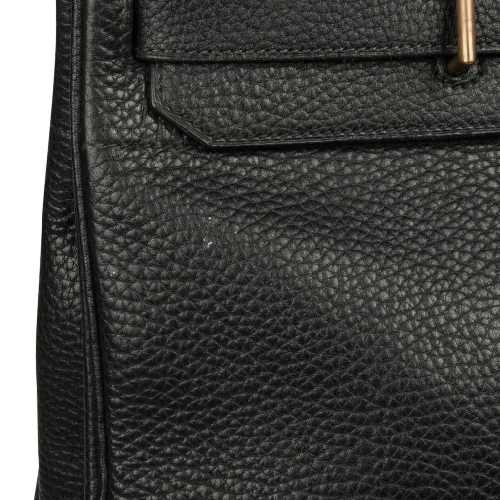 Hermes Hac 50 Men's Birkin Bag Black Fjord Leather Brass Hardware For Sale 4