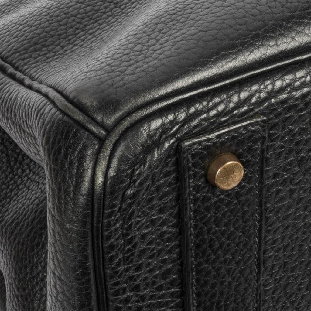Hermes Hac 50 Men's Birkin Bag Black Fjord Leather Brass Hardware For Sale 5