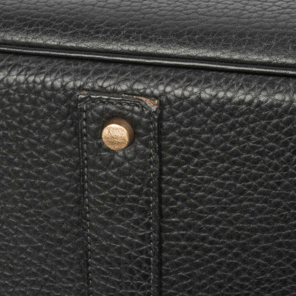 Hermes Hac 50 Herren Birkin Tasche aus schwarzem Fjord-Leder mit Messingbeschlägen im Angebot 5