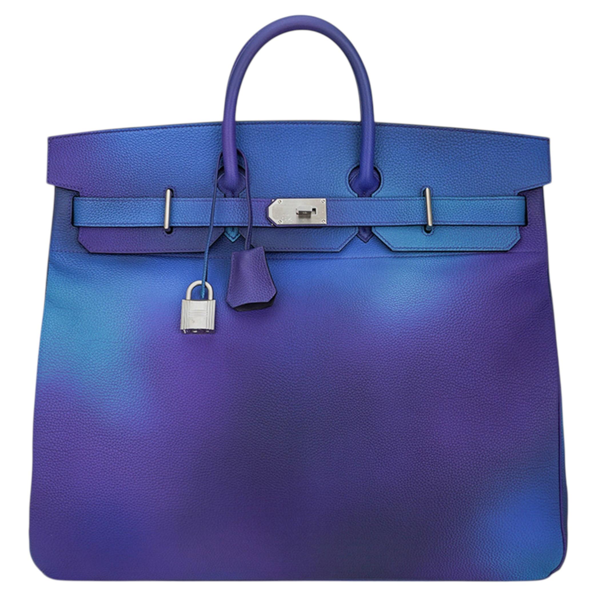 Hermes HAC 50 Cosmos Ombre Togo Palladium Limited Edition Travel Bag For Sale