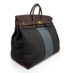 Hermes Hac 50 Sac Birkin Homme Flag Toile Ebene Evercalf Cuir Brass Hardware