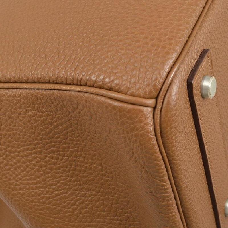 Brown HERMES HAC 50 Tan Cognac Palladium Men's Women's Top Handle Travel Tote Bag For Sale
