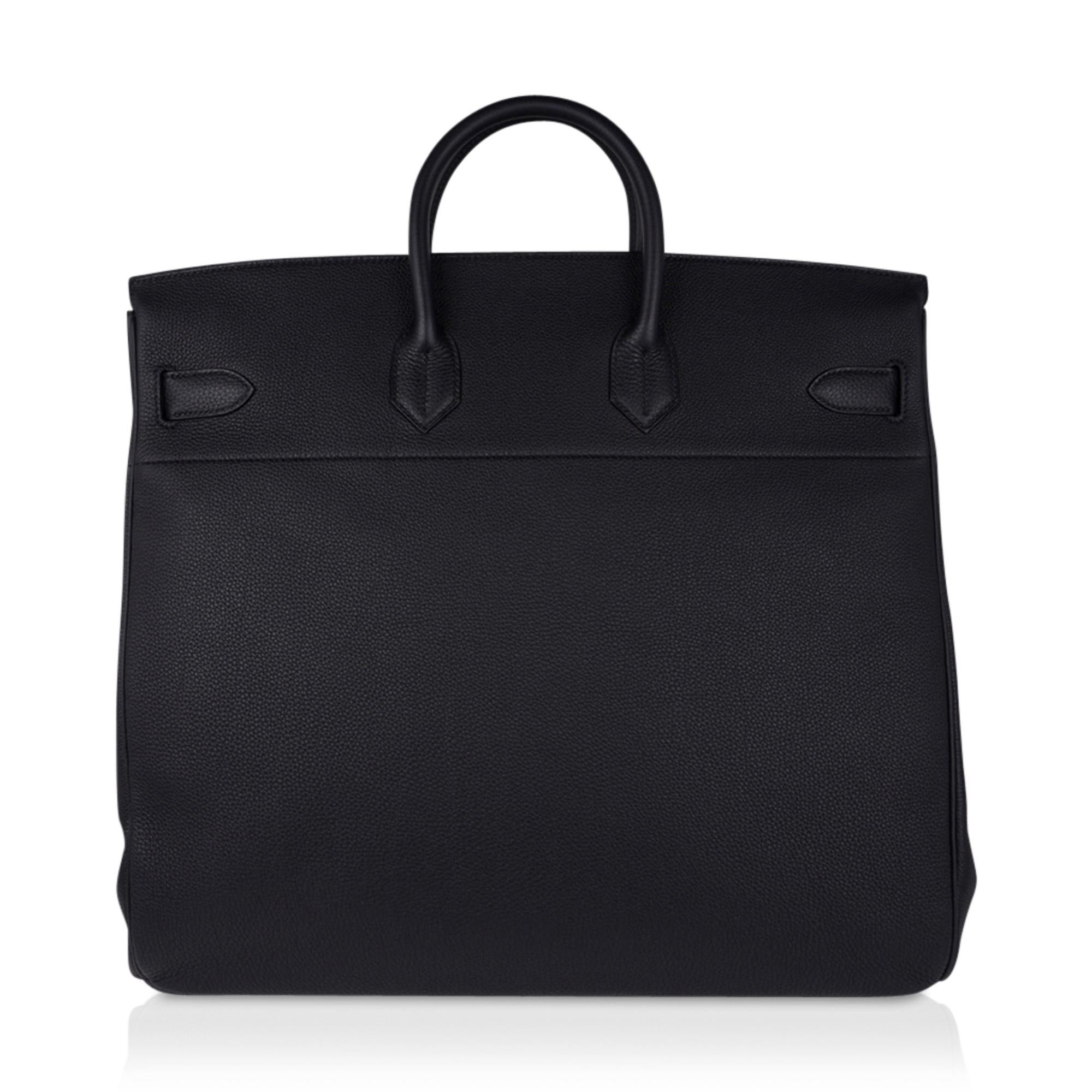 Hermes Hac 50 Travel Bag Black Togo Leather Palladium New w/ Box 6