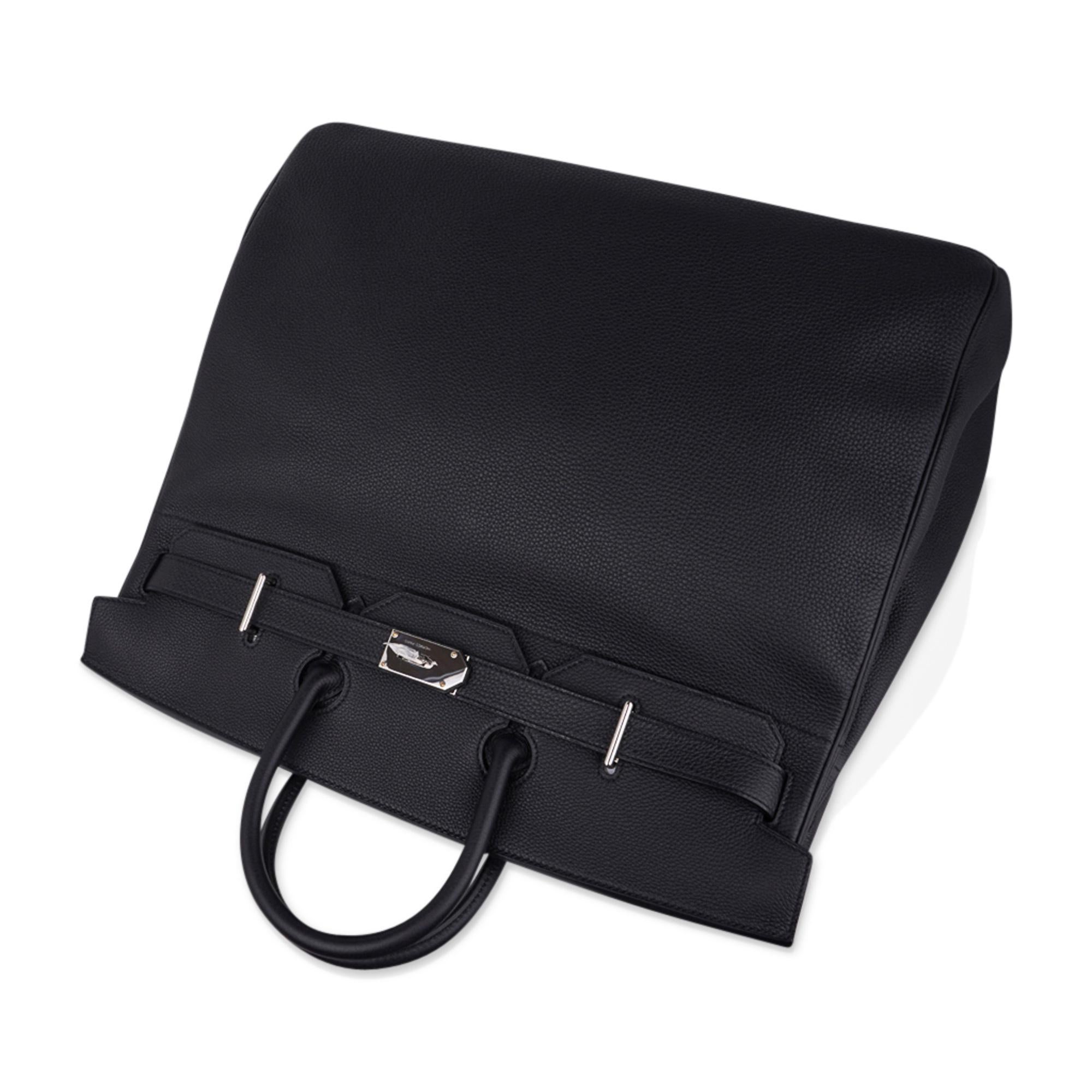 Hermes Hac 50 Travel Bag Black Togo Leather Palladium New w/ Box In New Condition In Miami, FL