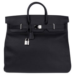 Hermes Hac 50 Travel Bag Black Togo Leather Palladium New w/ Box