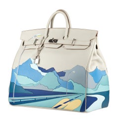 1stdibs Exclusive Hermès HAC 50cm Endless Roads Gris Perle Multi Leather